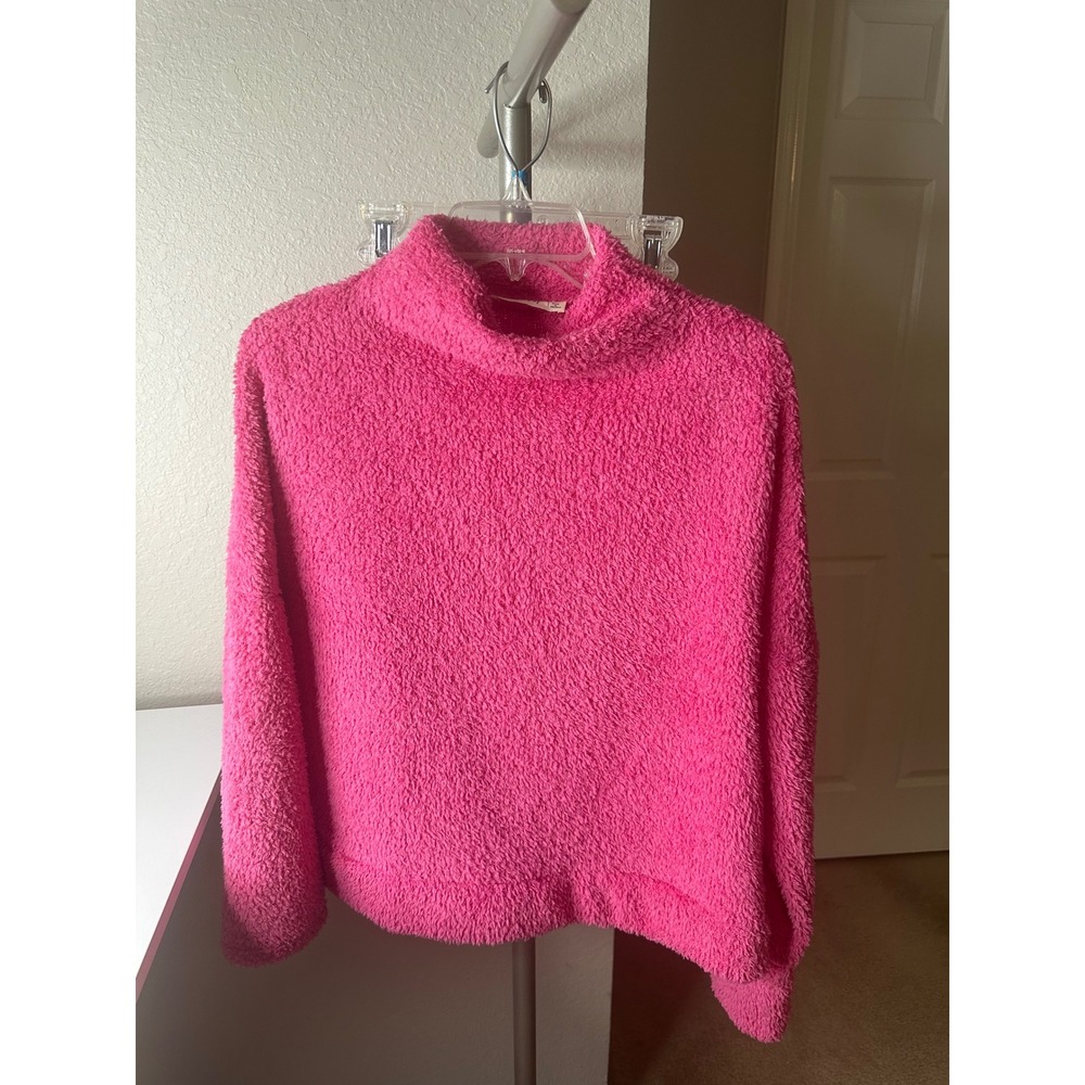 New In Teddy Fleece Sweater Womens Medium Pink Good Mock Neck Plush NT11236
